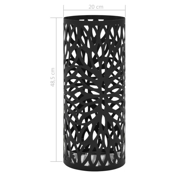 Suporte para guarda-chuvas com folhas em aço preto - Image 5