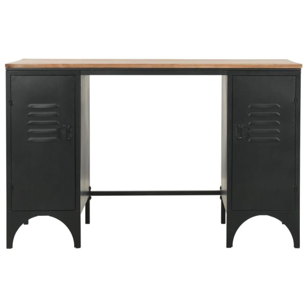 Secretária pedestal duplo madeira abeto maciça aço 120x50x76cm - Image 2