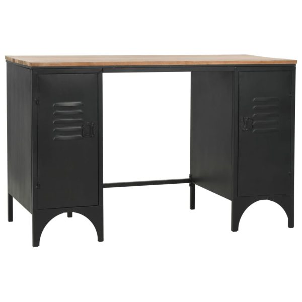 Secretária pedestal duplo madeira abeto maciça aço 120x50x76cm - Image 3