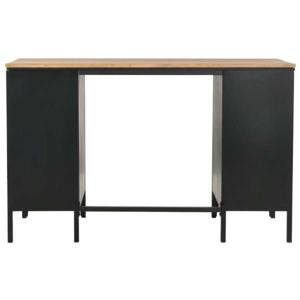 Secretária pedestal duplo madeira abeto maciça aço 120x50x76cm - Image 5