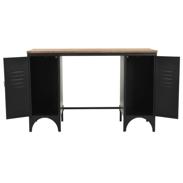 Secretária pedestal duplo madeira abeto maciça aço 120x50x76cm - Image 8