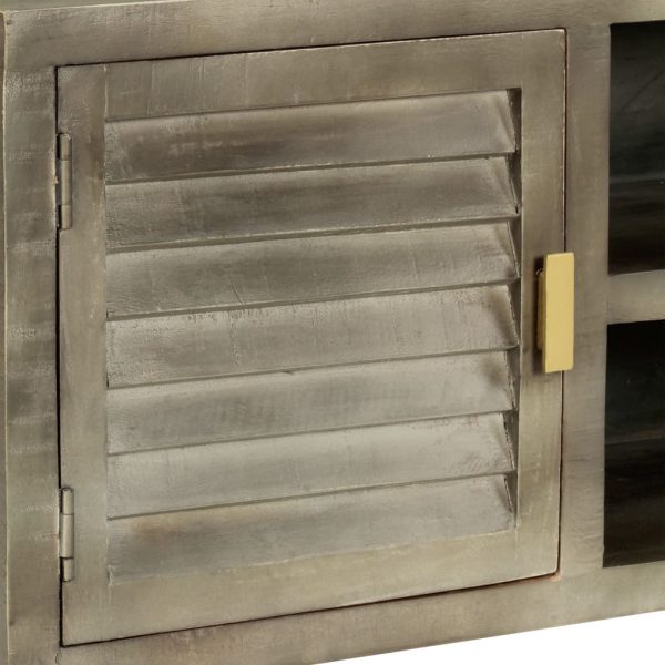 Móvel de TV 110x30x48 cm mangueira maciça cinzento e bronze - Image 7