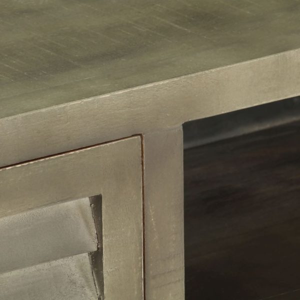 Móvel de TV 110x30x48 cm mangueira maciça cinzento e bronze - Image 8