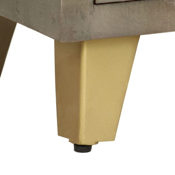 Móvel de TV 110x30x48 cm mangueira maciça cinzento e bronze - Image 9