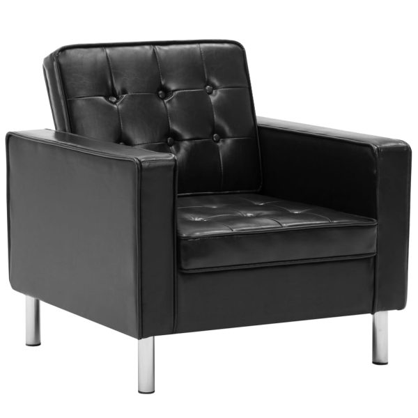 Poltrona em couro artificial preto - Image 2