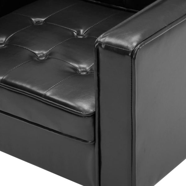 Poltrona em couro artificial preto - Image 6
