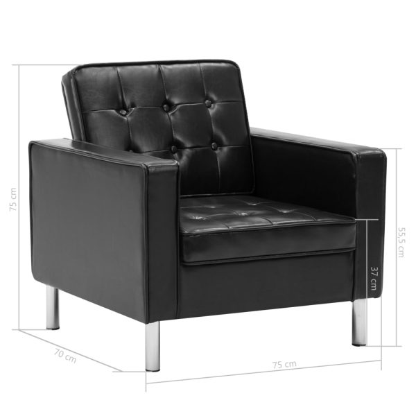 Poltrona em couro artificial preto - Image 8
