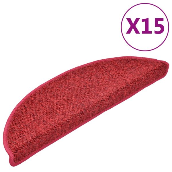 Tapetes de escada 15 pcs 56x17x3 cm vermelho bordô - Image 2