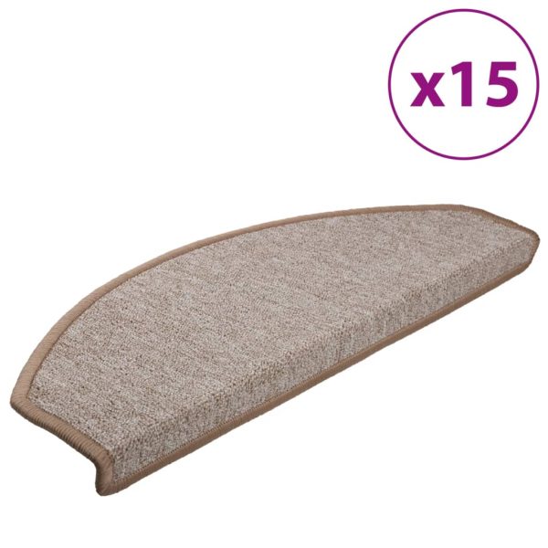 Tapetes de escada 15 pcs 65x24x4 cm castanho claro - Image 2