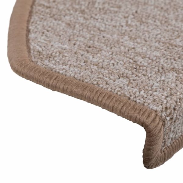 Tapetes de escada 15 pcs 65x24x4 cm castanho claro - Image 7