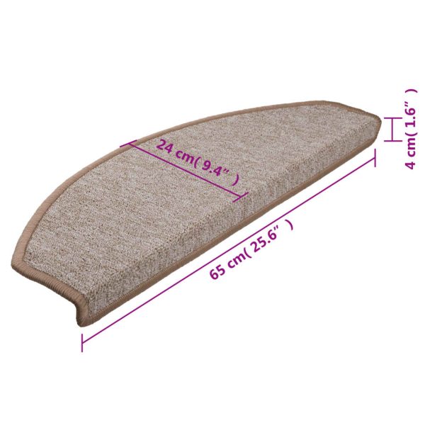 Tapetes de escada 15 pcs 65x24x4 cm castanho claro - Image 9