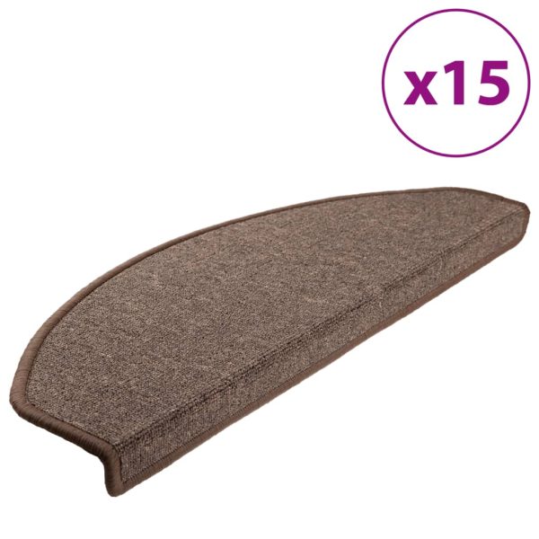 Tapetes de escada 15 pcs 65x24x4 cm castanho café - Image 2