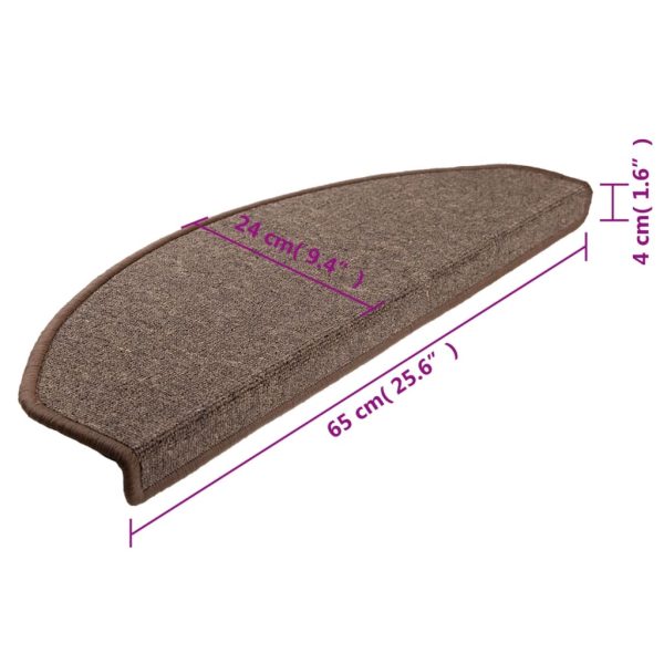 Tapetes de escada 15 pcs 65x24x4 cm castanho café - Image 9