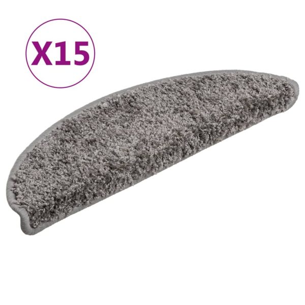 Tapetes de escada 15 pcs 56x17x3 cm cinzento - Image 2