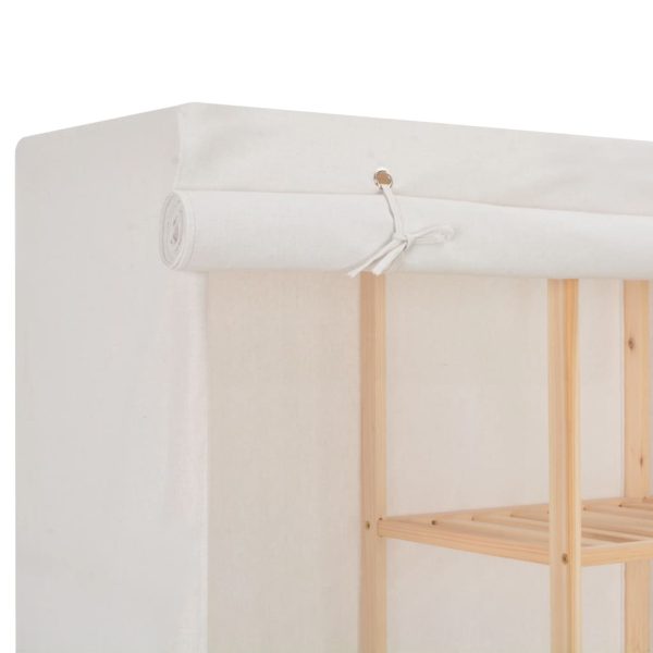 Roupeiro 173x40x170 cm tecido branco - Image 5