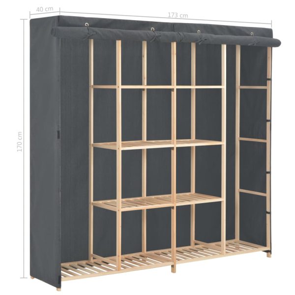 Roupeiro 173x40x170 cm tecido cinzento - Image 6