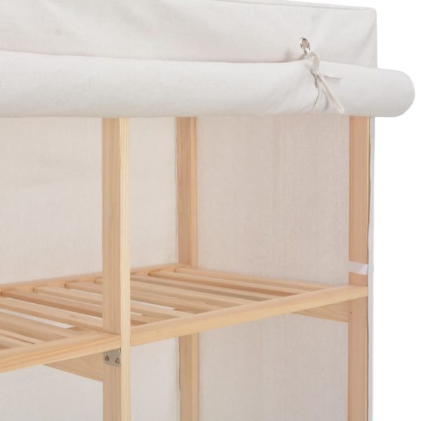 Roupeiro 200x40x170 cm tecido branco - Image 5
