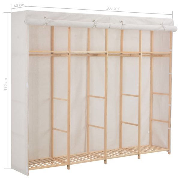 Roupeiro 200x40x170 cm tecido branco - Image 6
