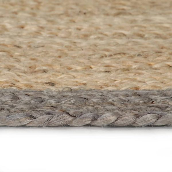 Tapete artesanal em juta com rebordo cinzento 90 cm - Image 3