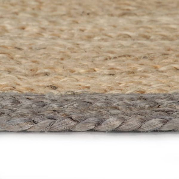 Tapete artesanal em juta com rebordo cinzento 120 cm - Image 3
