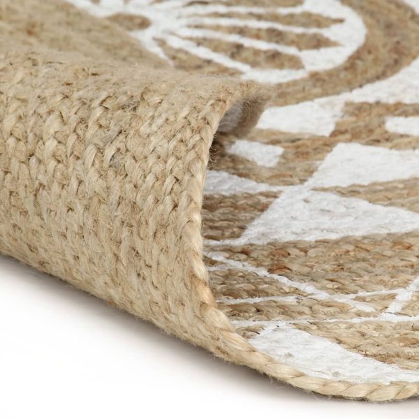 Tapete artesanal em juta com impressão a branco 150 cm - Image 2