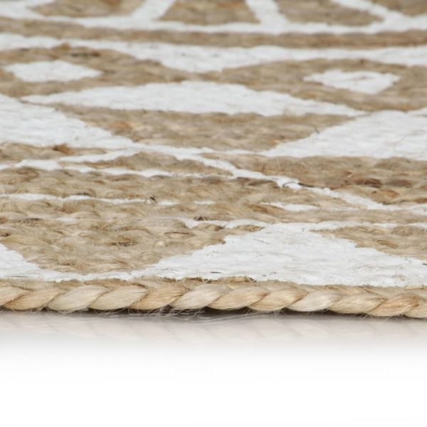 Tapete artesanal em juta com impressão a branco 150 cm - Image 3