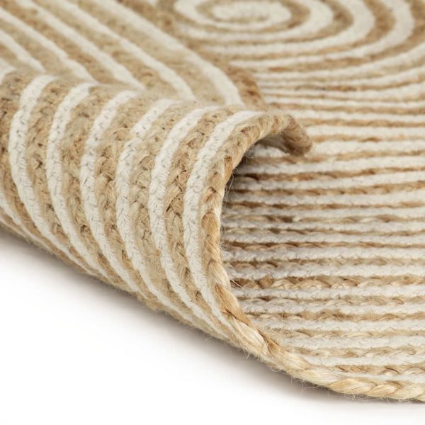 Tapete artesanal em juta com design em espiral branco 90 cm - Image 2