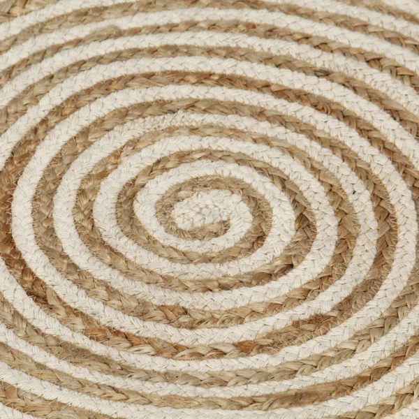 Tapete artesanal em juta com design em espiral branco 90 cm - Image 4