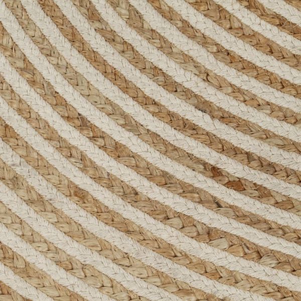 Tapete artesanal em juta com design em espiral branco 90 cm - Image 5