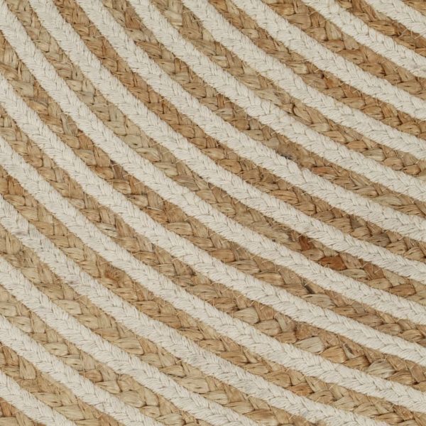 Tapete artesanal em juta com design em espiral branco 120 cm - Image 5