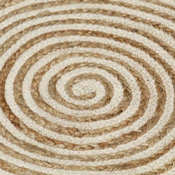 Tapete artesanal em juta com design em espiral branco 150 cm - Image 4