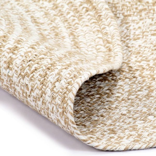 Tapete artesanal em juta branco e natural 150 cm - Image 2