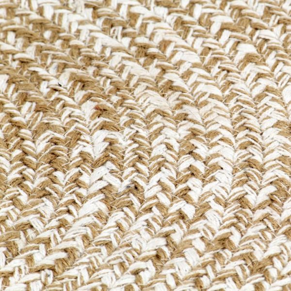 Tapete artesanal em juta branco e natural 150 cm - Image 4
