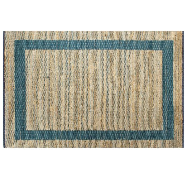 Tapete artesanal em juta azul 160x230 cm - Image 2