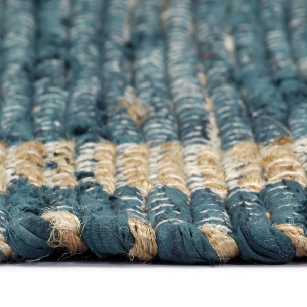 Tapete artesanal em juta azul 160x230 cm - Image 4
