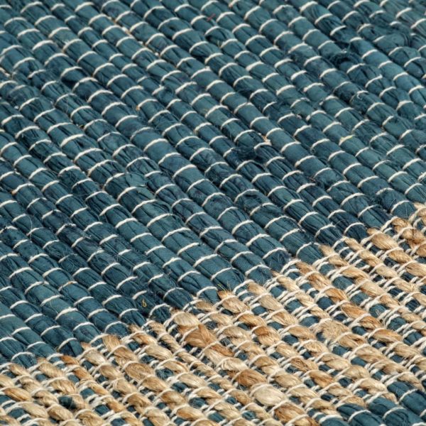 Tapete artesanal em juta azul 160x230 cm - Image 5