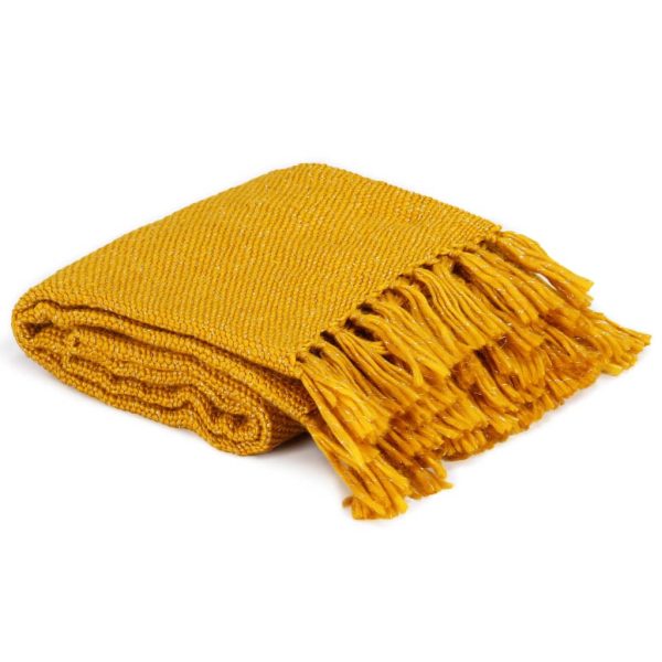 vidaXL Manta em tecido lurex 125x150 cm amarelo mostarda - Image 6