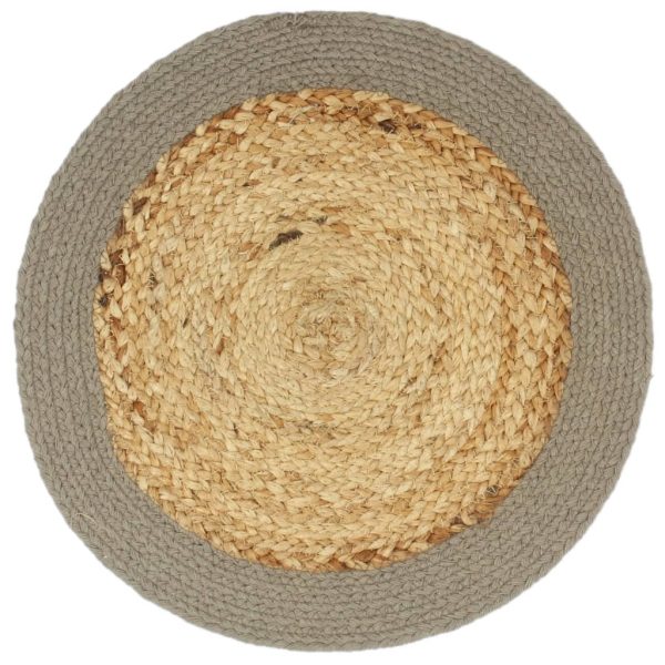 Individuais de mesa 4 pcs juta e algodão 38 cm natural e cinza - Image 2