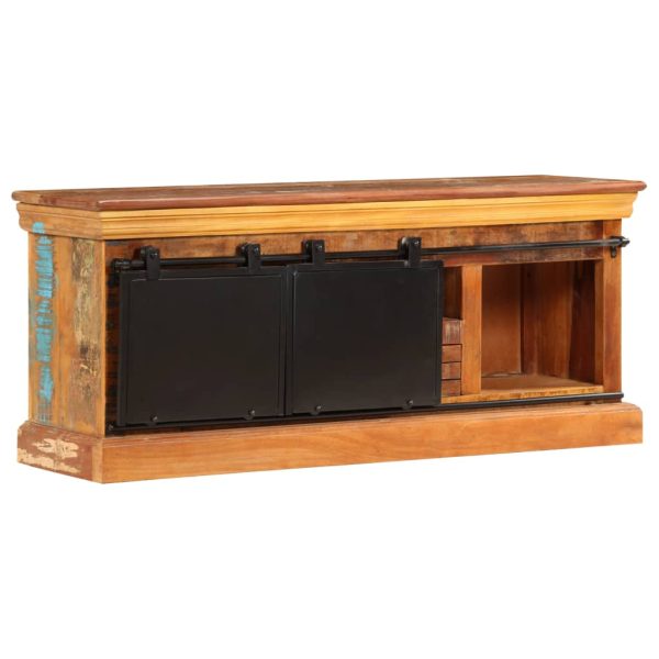 Móvel de TV 110x30x45 cm madeira recuperada maciça - Image 5