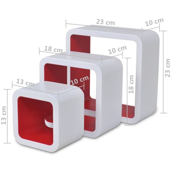 Prateleiras de parede cubo 6 pcs branco e vermelho - Image 7