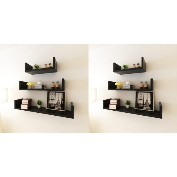 Prateleiras de parede 6 pcs preto