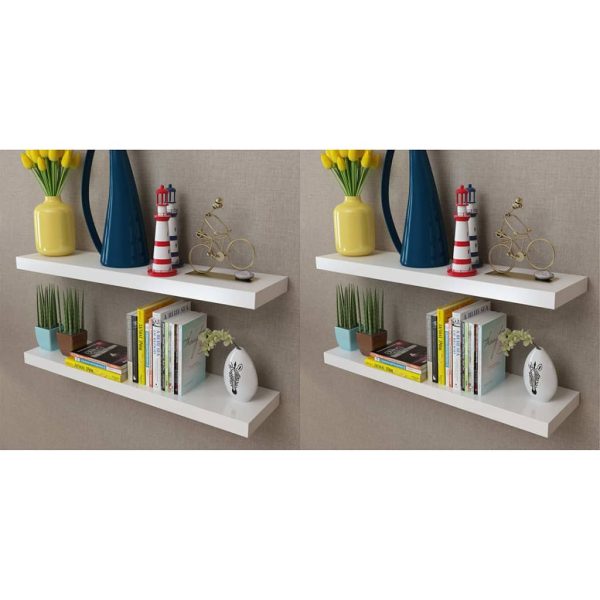 Prateleiras de parede 4 pcs branco 80 cm