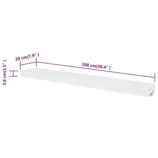 Prateleiras de parede 4 pcs branco 100 cm - Image 5