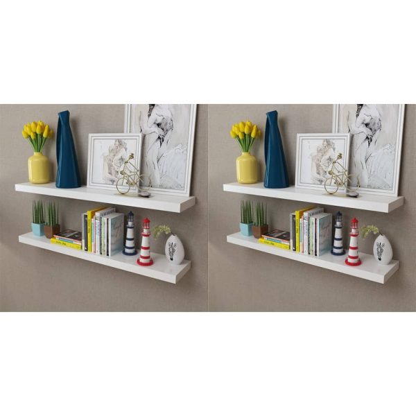 Prateleiras de parede 4 pcs branco 100 cm