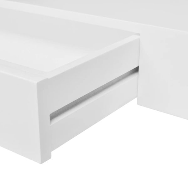 Prateleiras de parede suspensas com gavetas 2 pcs branco 80 cm - Image 5
