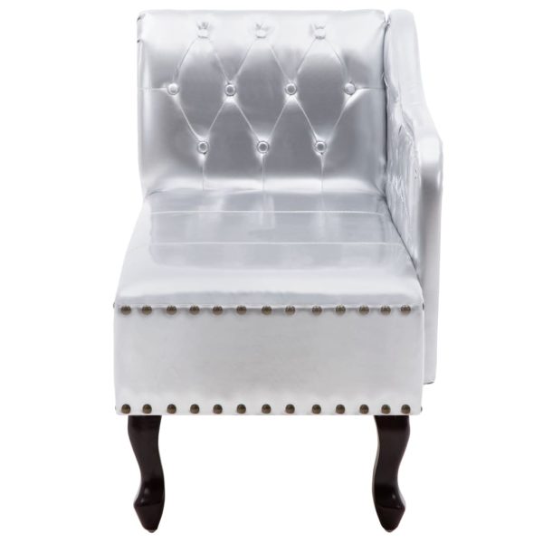 Chaise longue couro artificial prateado - Image 4