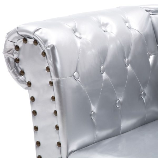 Chaise longue couro artificial prateado - Image 5