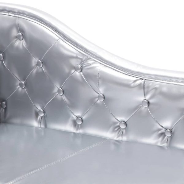 Chaise longue couro artificial prateado - Image 6