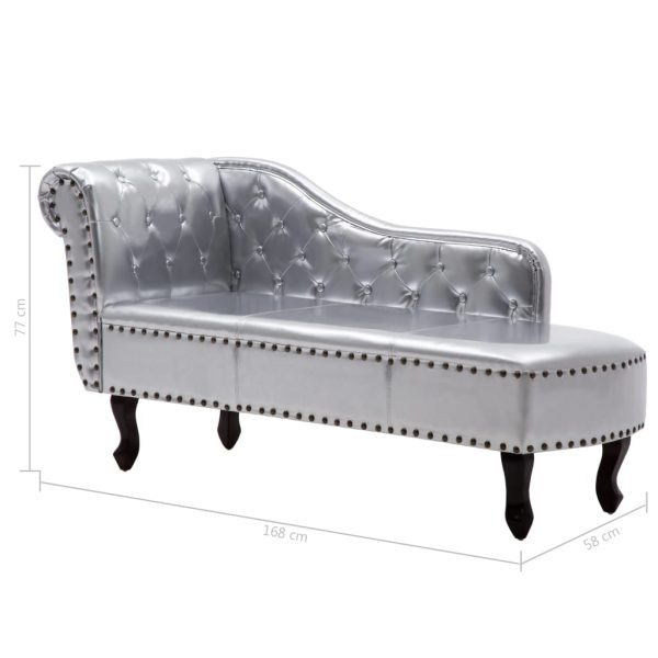Chaise longue couro artificial prateado - Image 7