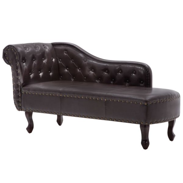 Chaise longue couro artificial castanho-escuro - Image 2